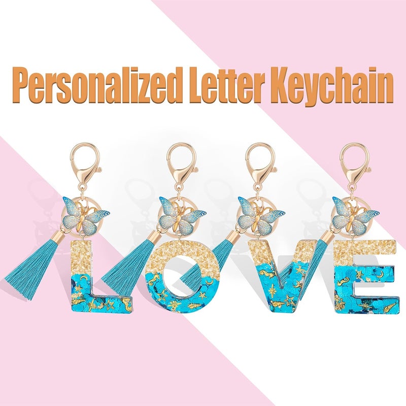 Suweibuke Cute Pink Key Chains for Women Girls, Initial Letter Keychains with Tassel, Charms for Key Purse Handbags Backpacks - Image 4